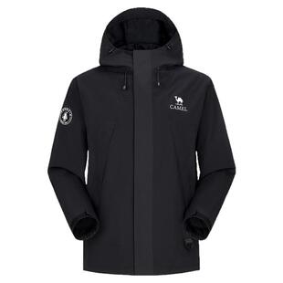 企鹅户外冲锋衣男款薄款单冲春夏黑色外套防风防水徒步登山服