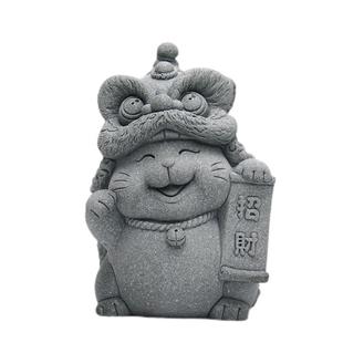 仿青石国潮风醒狮装饰摆件茶室茶桌茶宠舞狮头伴手礼摆设创意礼品