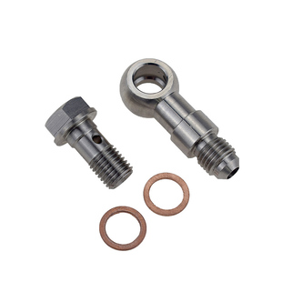 改装通用鱼眼空心供油螺丝M11x1.0mm转An4 banjo接头 油管连接头