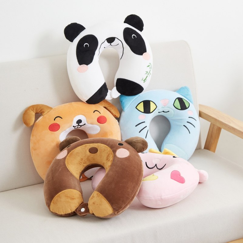 卡通动物u型枕记忆颈枕棉枕便携护学生办公室护枕旅行午睡颈