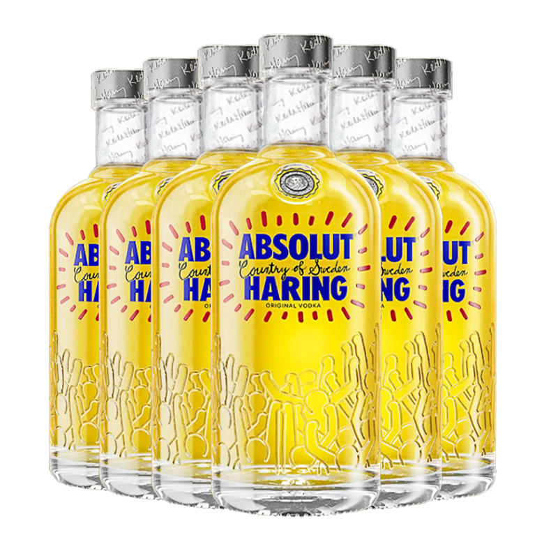 ABSOLUT绝对伏特加酒KeithHaring艺术瓶700ml*6套装进口调酒基酒