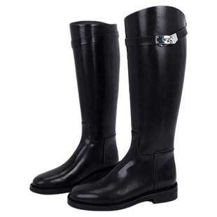 MantenerGran黑色长筒靴骑士靴女真皮靴子修饰腿型长靴 MG女鞋