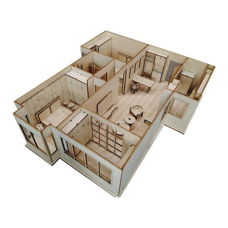 SU模型CAD激光切割图椴木板三合板建筑模型景观园林环艺加工定制