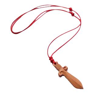 桃木剑斧刀平安小孩宝宝随身幸运挂件男女蜡绳项链吊坠