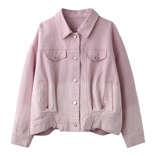 PENNYPENG 元气牛仔 早春造型设计感渐变层次短款百搭牛仔外套