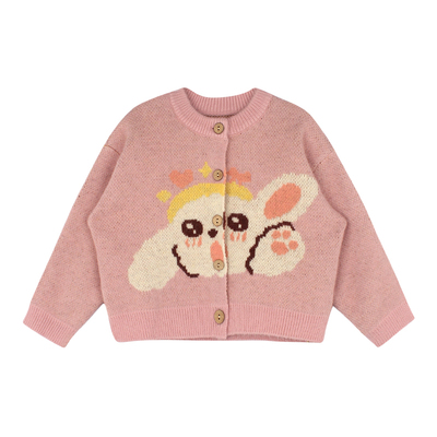 utouto冬季三色卡通提花毛衣开衫