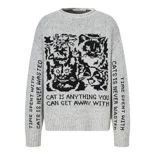 MOUSSY 冬季新品街头复古图案卷边圆领针织毛衣028HAZ70-1401