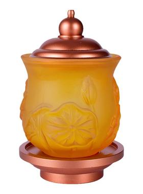 浮雕合金观音供佛酒杯摆件仿琉璃