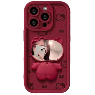 满屏KT猫适用苹果17promax软硅胶8plus女款AIR手机壳iphone16防摔15全包14新款13补妆镜子支架12保护套XS/XR