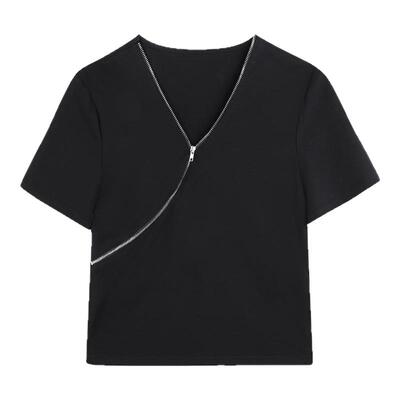 纳帕佳个性设计感斜开拉链针织衫