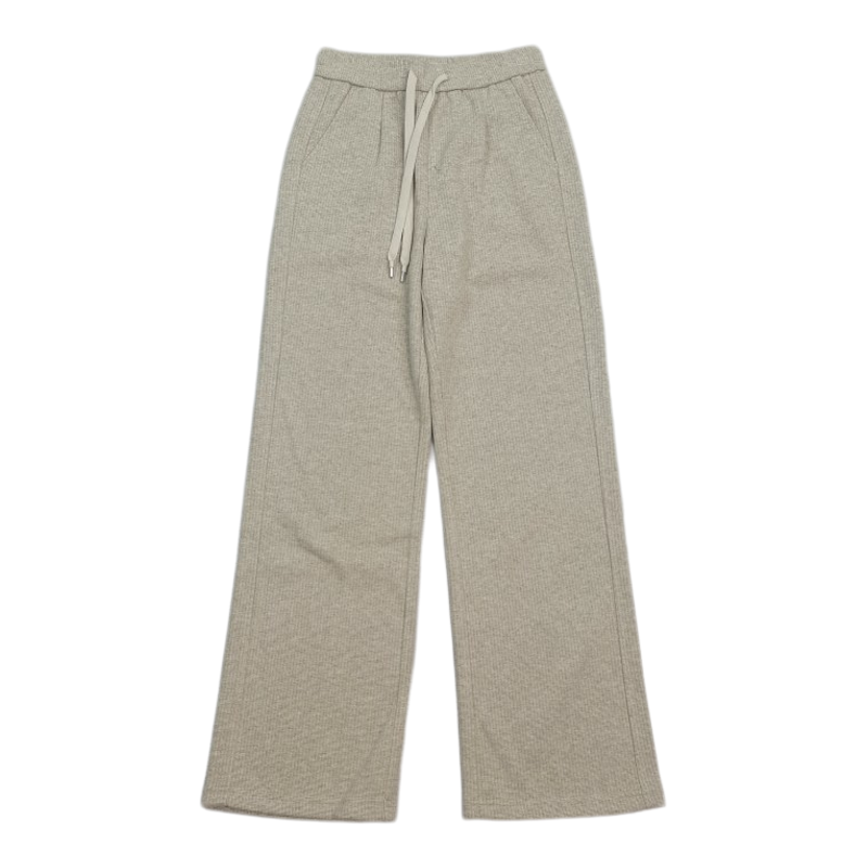 特惠秋冬新款高腰显瘦羊毛混纺休闲裤女舒适保暖直筒拖地长裤系带