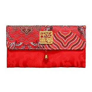 2026春节红包马年大吉平安喜乐万元布艺锦缎福袋创意个性新年压岁