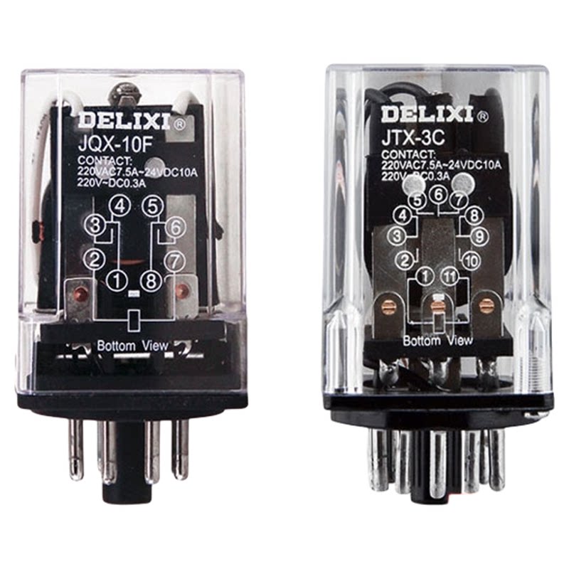 德力西DC24V电磁JTX-2C/3C中间继电器JQX-10F圆八角DC24V/AC220V