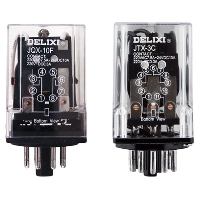 德力西DC24V电磁JTX-2C/3C中间继电器JQX-10F圆八角DC24V/AC220V