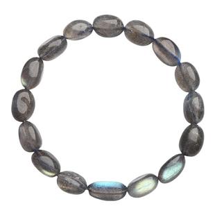 天然黑体灰月光彩光拉长石随形蛋形手串手链男女