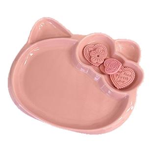 可爱陶瓷kt造型家用分格餐盘饺子盘不规则创意陶瓷餐具水果沙拉盘