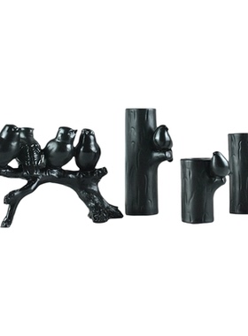 北欧风格抽象哑光黑色动物装饰品