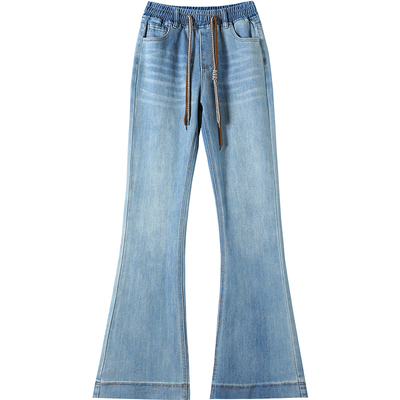 浅色加长版微喇牛仔裤春季新款