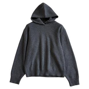 塬厂订单~lem@羊毛连帽针织衫女士厚实紧致高克重长袖毛衣帽衫冬