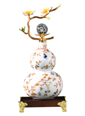 福禄双全珐琅彩葫芦摆件搬家礼物