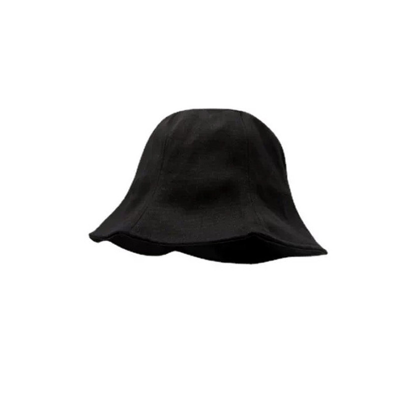 日系高级感感纯色渔夫帽女小荷叶边遮阳帽复古素颜气质水桶盆帽潮