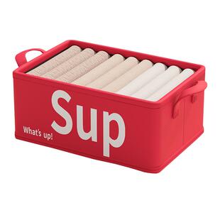 衣服收纳筐家用放衣柜衣物裤子分层多巴胺整理盒秋冬布艺储物神器