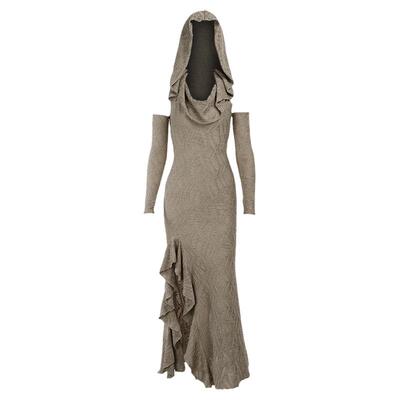 沙丘废土风异域连帽修身连衣裙