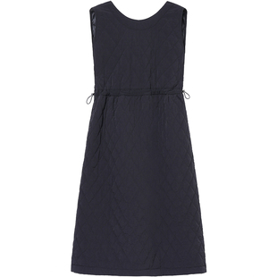 无谓夹棉背心裙2025冬季新款女装收腰马甲裙宽松中长款棉服连衣裙