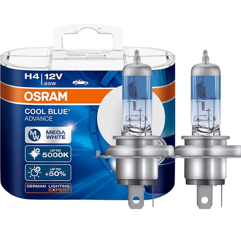 欧司朗炫蓝H7车灯H1H4H9H11汽车激光大灯泡高亮卤素远近光雾灯泡