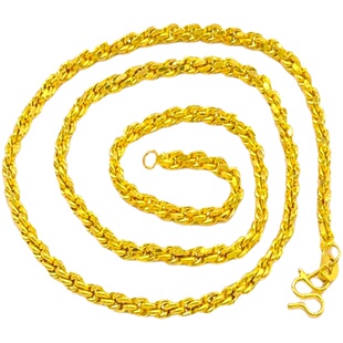 越南沙金项链女镀金单链子纯沙金仿黄金色彩金锁骨链首饰饰品