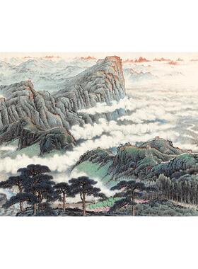 关山月长城内外朝晖全图复制国画