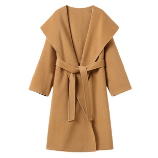 服装裁剪披肩连帽双面羊绒毛呢大衣纸样风衣女装过膝外套样板打版