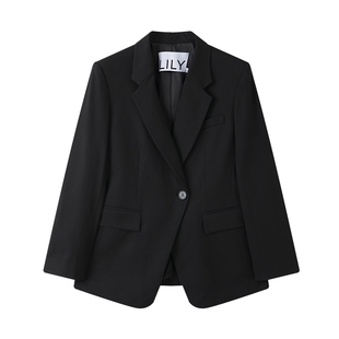 LILY2025新款气质收腰显瘦黑色通勤西服套装高级感西装外套女
