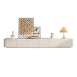 意式轻奢岩板落地电视柜茶几组合法式奶油家用客厅现代小户型地柜