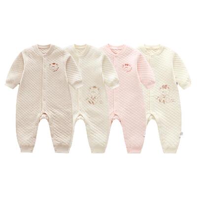 拉比婴幼儿纯夹棉保暖连体衣