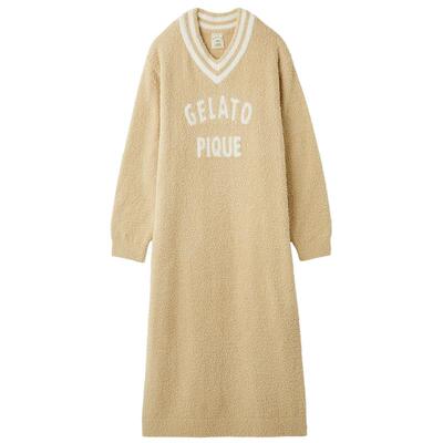 gelato pique25秋冬新品女睡裙半边绒字母学院风连衣裙PWNO255106