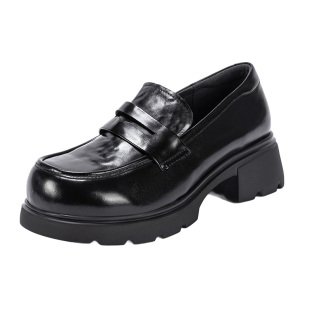 哈森/HARSON【爵士乐福鞋】25新款厚底一脚蹬学院风jk皮鞋简约鞋