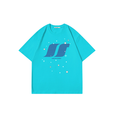 丛林老虎logo星星印花短袖t恤男