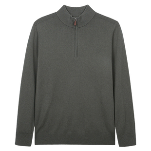 才子半高领纯羊毛针织衫男2025秋季新款休闲高端轻奢套头拉链毛衣