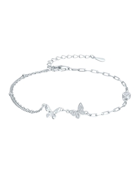 周六福S925银手链女蝴蝶结手饰百搭时尚送女友圣诞礼物