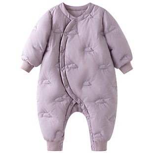 汤尼倍儿石墨烯婴儿羽绒服连体衣白鸭绒外出保暖小月龄宝宝秋冬装