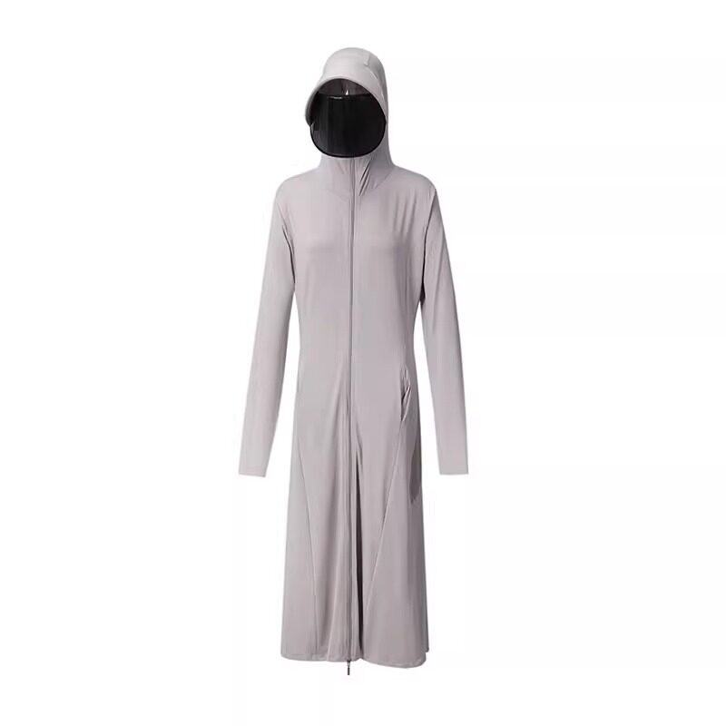 茉寻源纱长款防晒衣女夏季全身防紫外线连帽防晒服轻薄款加长外套