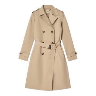 MICHAEL KORS MK 女士系带收腰双排扣中长款风衣外套
