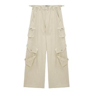 Unvesno(UN)酵洗多口袋可调节绑带直筒工装长裤 明星同款