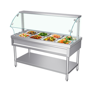 快餐保温台商用玻璃罩售饭台电加热小碗菜食堂节能快餐车打菜车