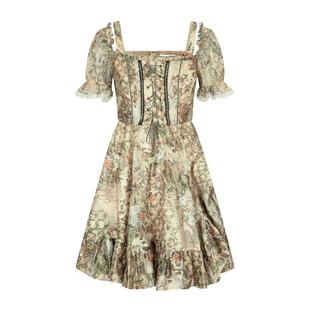 LULUALWAYS我爱露露25夏季法式摩登温婉风飘逸方领吊带连衣裙波嬉