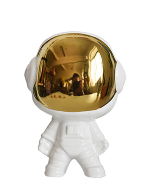 Q版宇航员金色银色陶瓷摆件