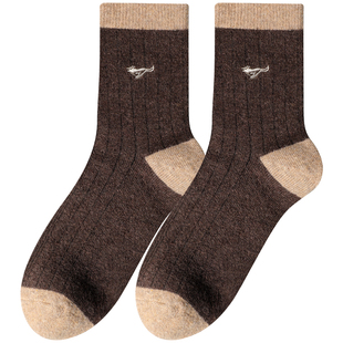 七匹狼羊毛袜子男士保暖袜长筒冬季加厚款中筒男袜春秋季高腰长袜