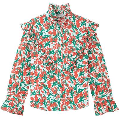 【折扣】Philosophy 春季女童装印花荷叶边衬衫