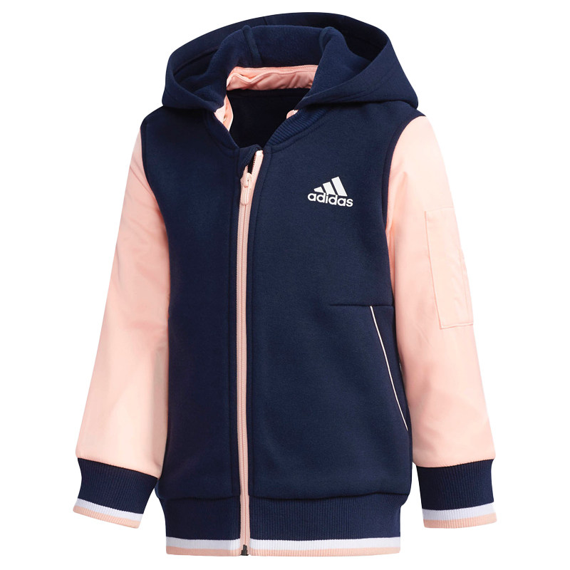Adidas/阿迪达斯正品当季 儿童装女小童小学生针织加绒外套DT2420